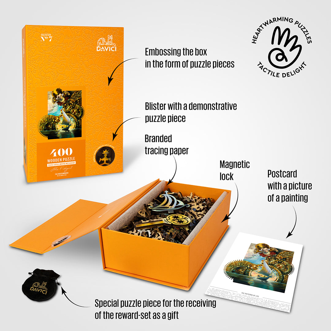 DAVICI Exclusieve houten puzzel - Horlogemaker - 400 stukjes - geschenkdoos met magnetische sluiting