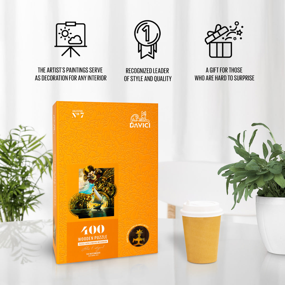 DAVICI Exclusieve houten puzzel - Horlogemaker - 400 stukjes - geschenkdoos met magnetische sluiting