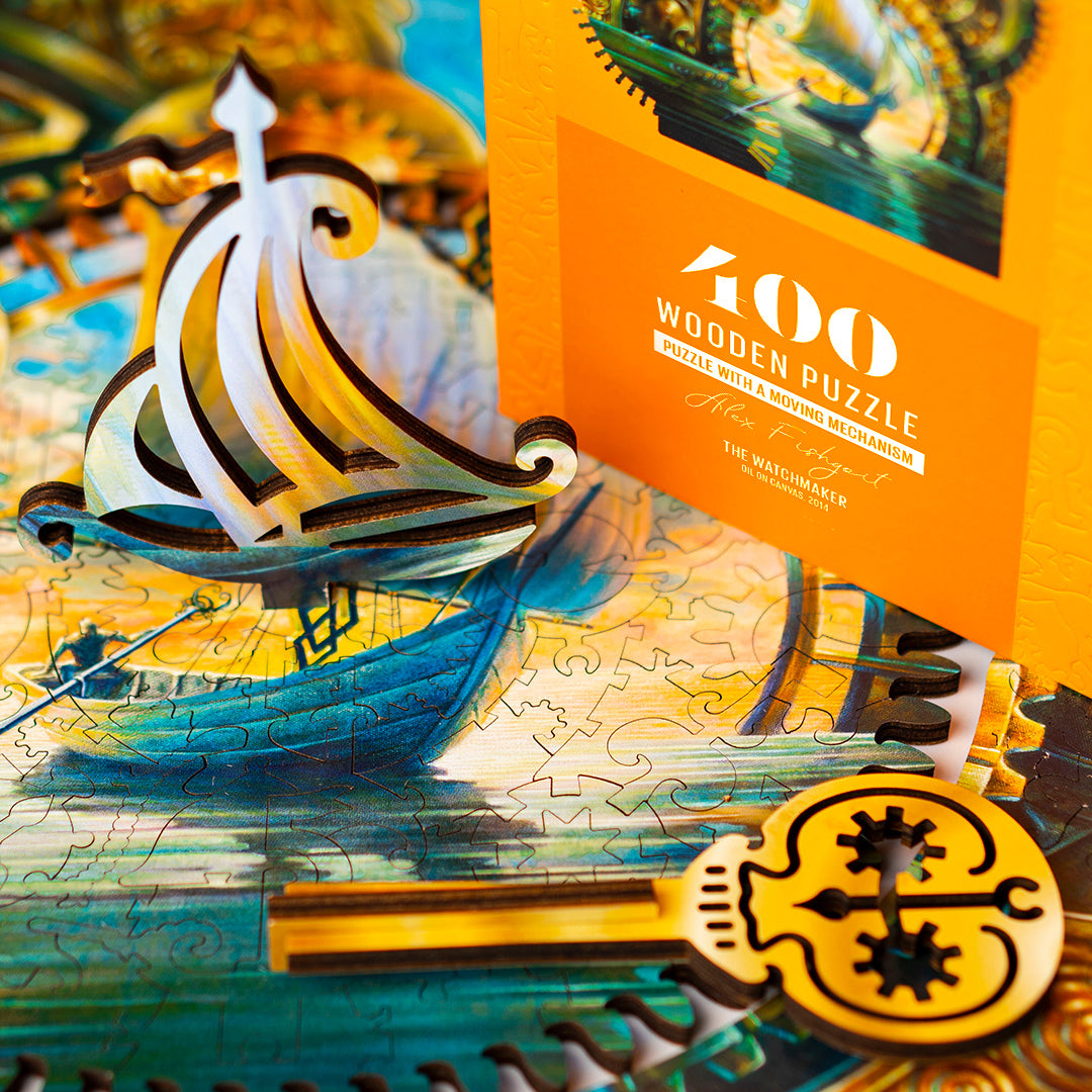 DAVICI Exclusieve houten puzzel - Horlogemaker - 400 stukjes - geschenkdoos met magnetische sluiting