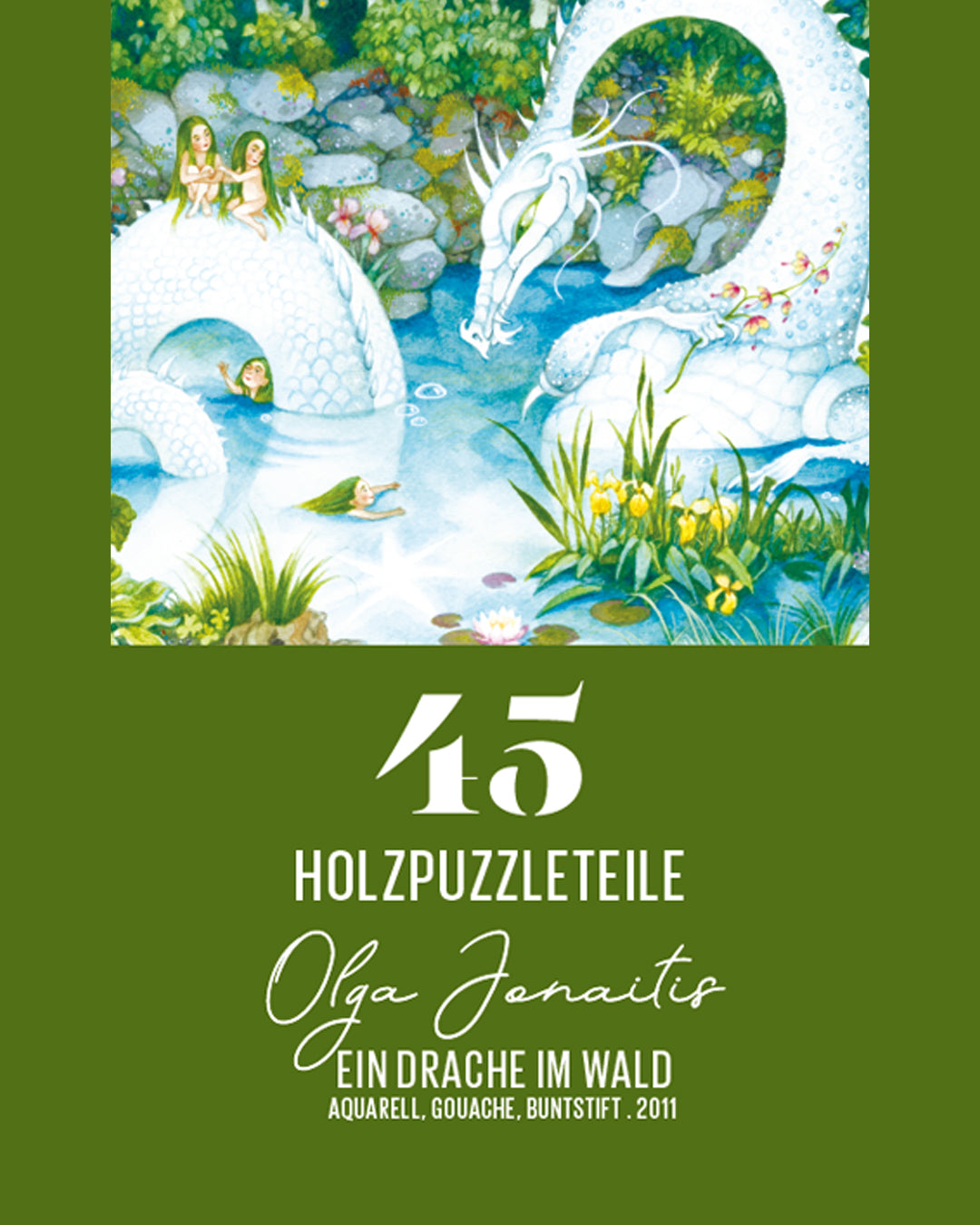 DAVICI houten puzzel MINI: De witte draak/ 45 stukjes/ Ideaal cadeau voor jong en oud/ Hoogwaardige doos met magneetsluiting